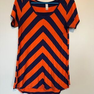 LuLaRoe Orange and Blue Graphic Short Sleeve Tee